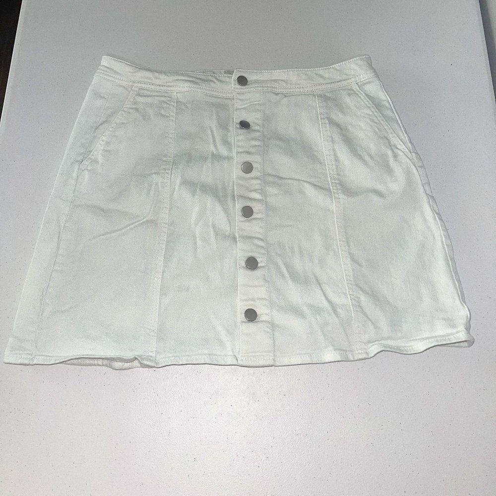 A New Day White Jean Button Skirt, 16
